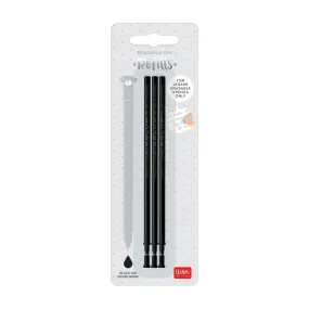 Legami Black Erasable Gel Pen Refills - 3 Pack