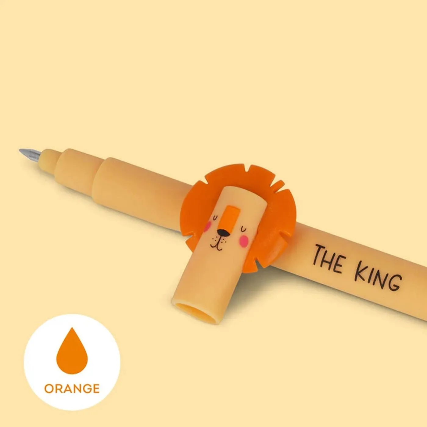 Legami Orange Erasable Gel Pen - Lion