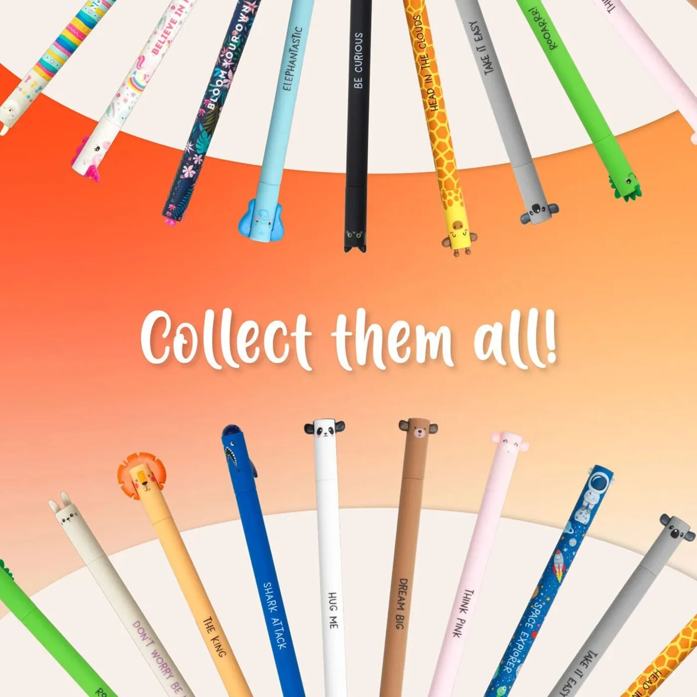 Legami Orange Erasable Gel Pen - Lion