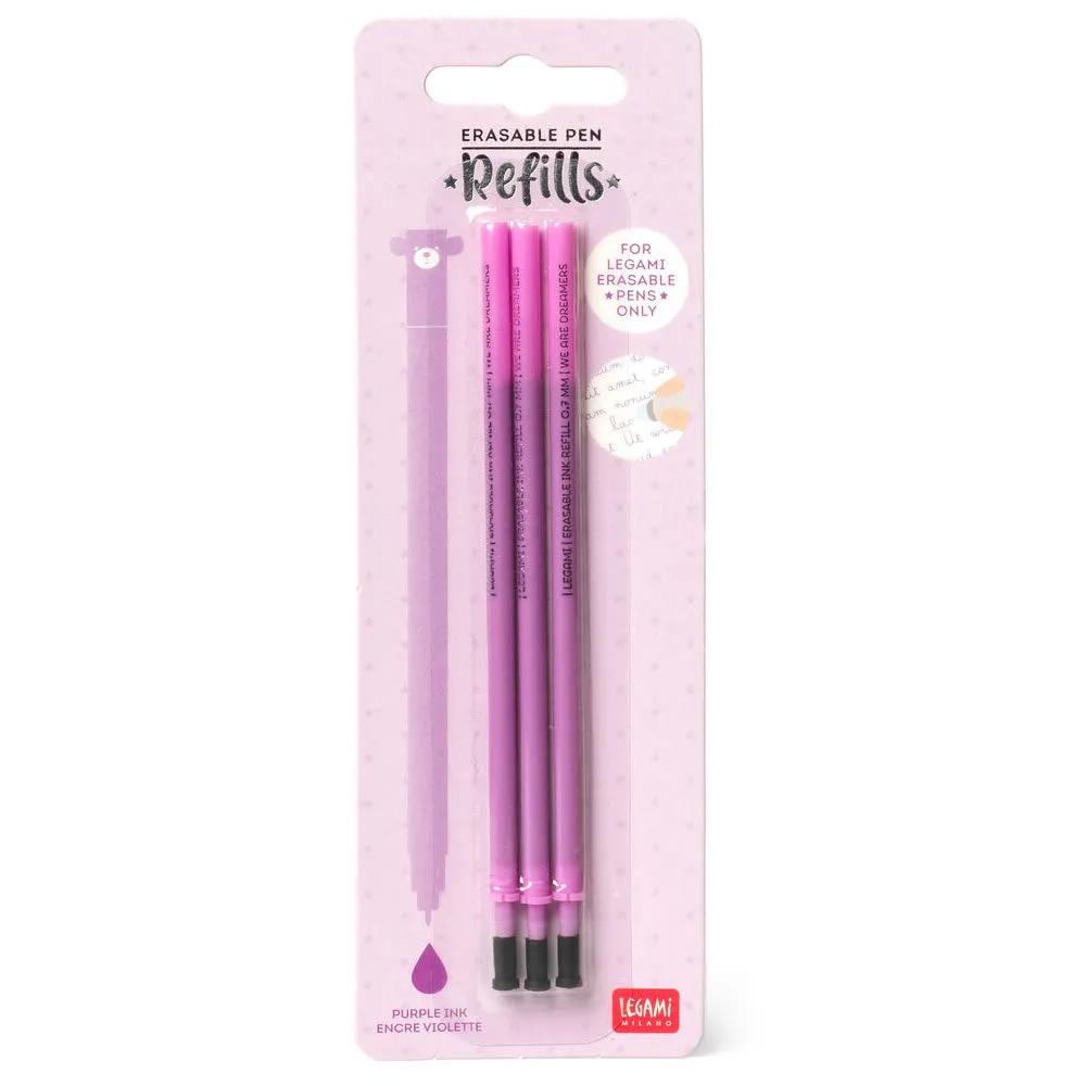 Legami Purple Erasable Gel Pen Refills - 3 Pack