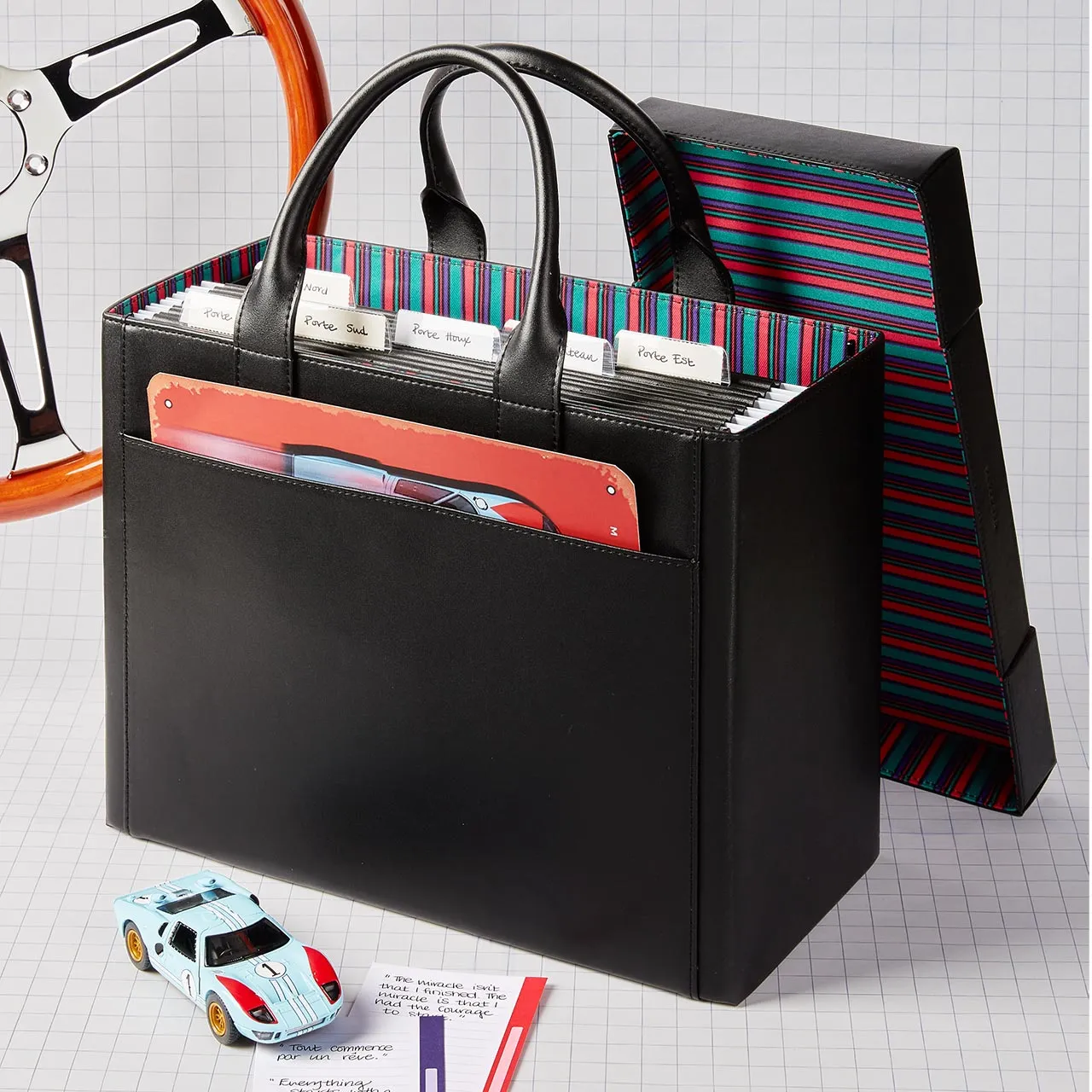 LevTex LeMans Portable File Tote with Lid