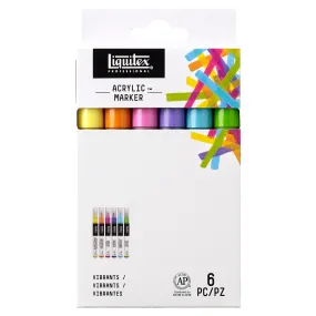 Liquitex Acrylic Markers - Set of 6 x 2mm - Vibrant Colours