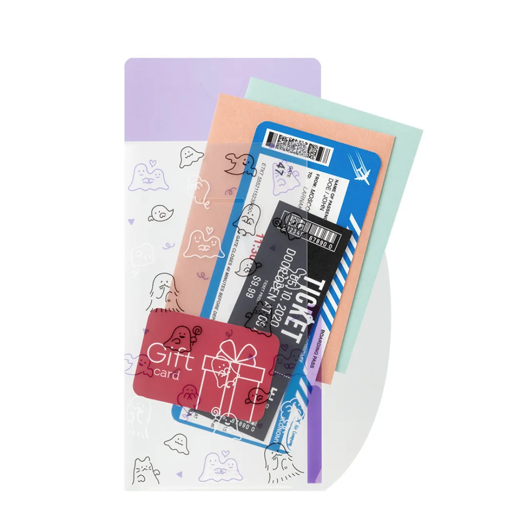 Midori A5 Slim 3 Pockets Clear Folder with Flap - Ghost
