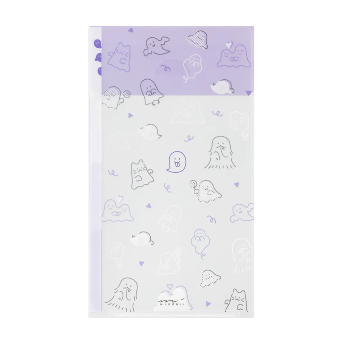 Midori A5 Slim 3 Pockets Clear Folder with Flap - Ghost