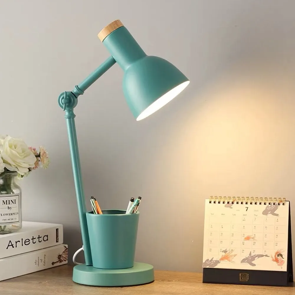 Modern Metal Desk Lamp with Pen Holder
