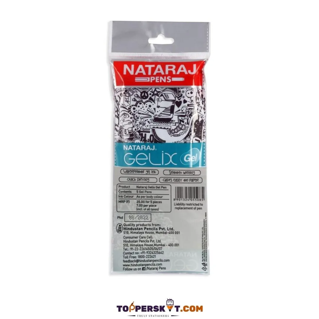 Nataraj Gelix Gel Pens  – Black ( Pack of 5 )