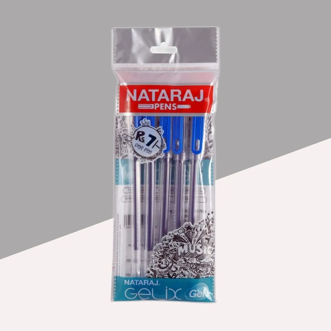 Nataraj Gelix Gel Pens  – Black ( Pack of 5 )