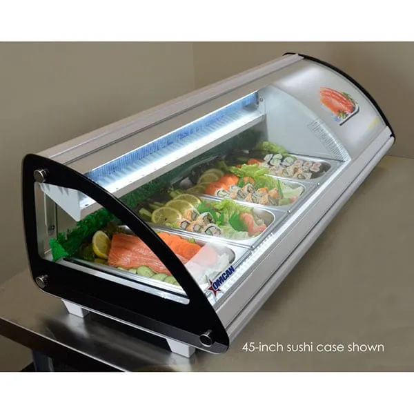 Omcan-43224 Sushi Showcase With Curved Glass Digital Control 52 inch 2 cu.ft.