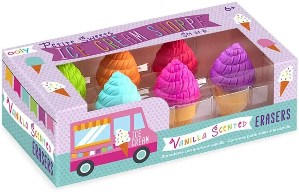 Ooly Petite Sweets Ice Cream Shoppe Scented Erasers - Vanilla Scent - Set of 6 -