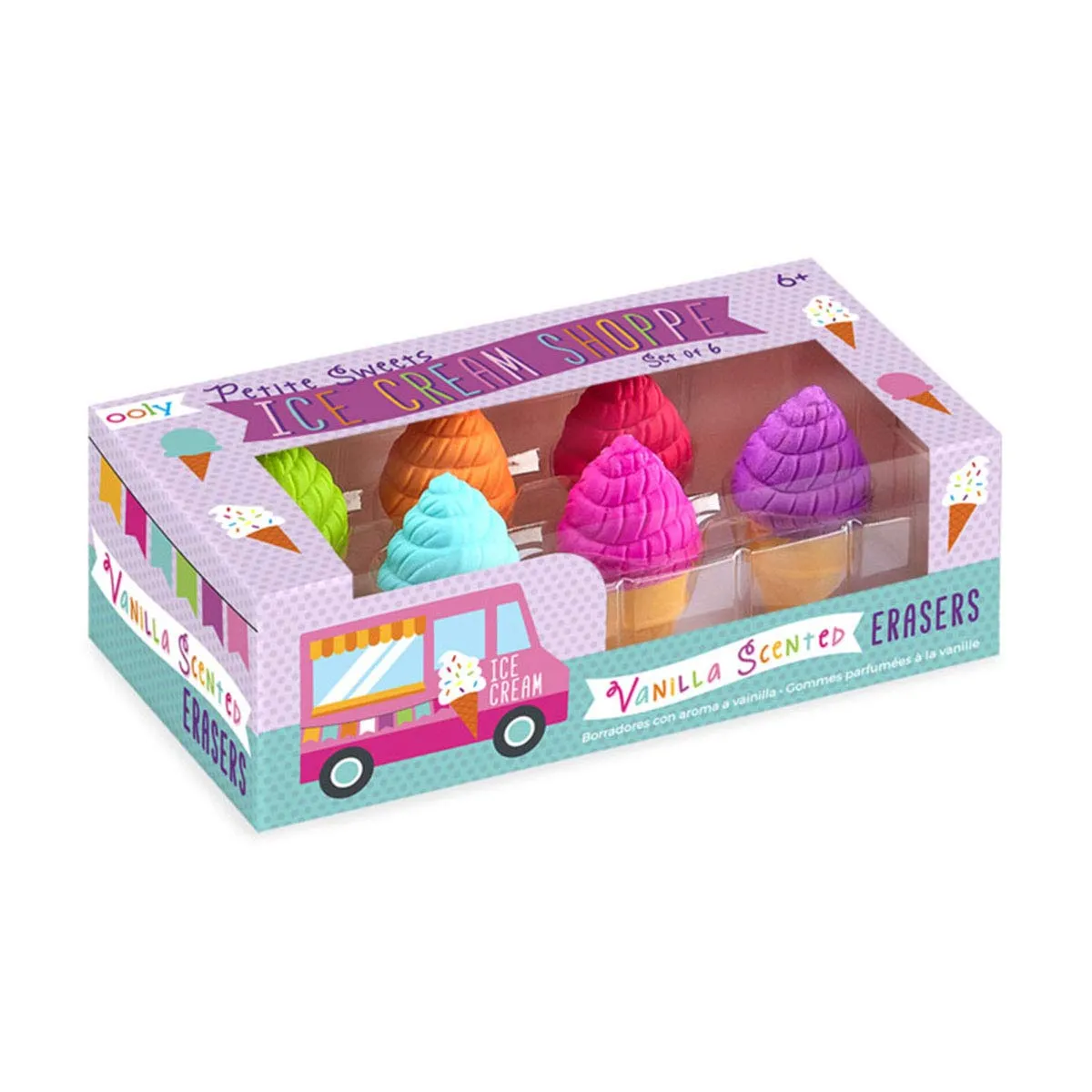 Ooly Petite Sweets Ice Cream Shoppe Scented Erasers - Vanilla Scent - Set of 6 -