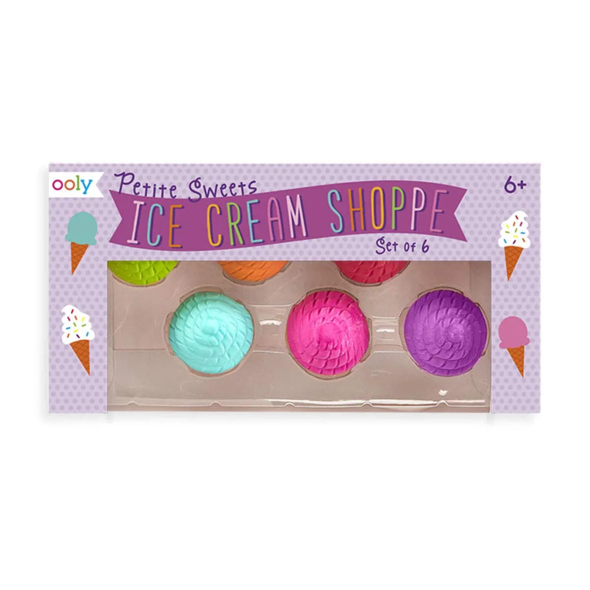 Ooly Petite Sweets Ice Cream Shoppe Scented Erasers - Vanilla Scent - Set of 6 -