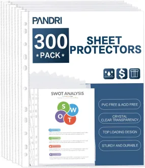 PANDRI Sheet Protector, Clear Heavy Duty Plastic Page Protectors, Reinforced for 3 Ring Binders