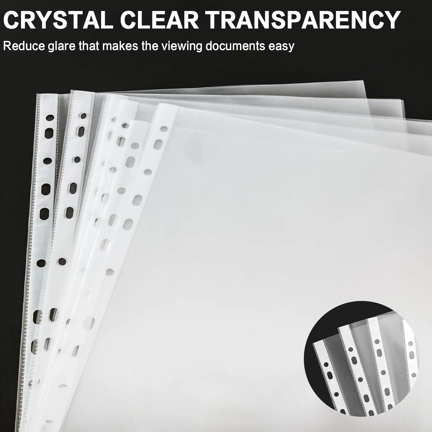 PANDRI Sheet Protector, Clear Heavy Duty Plastic Page Protectors, Reinforced for 3 Ring Binders