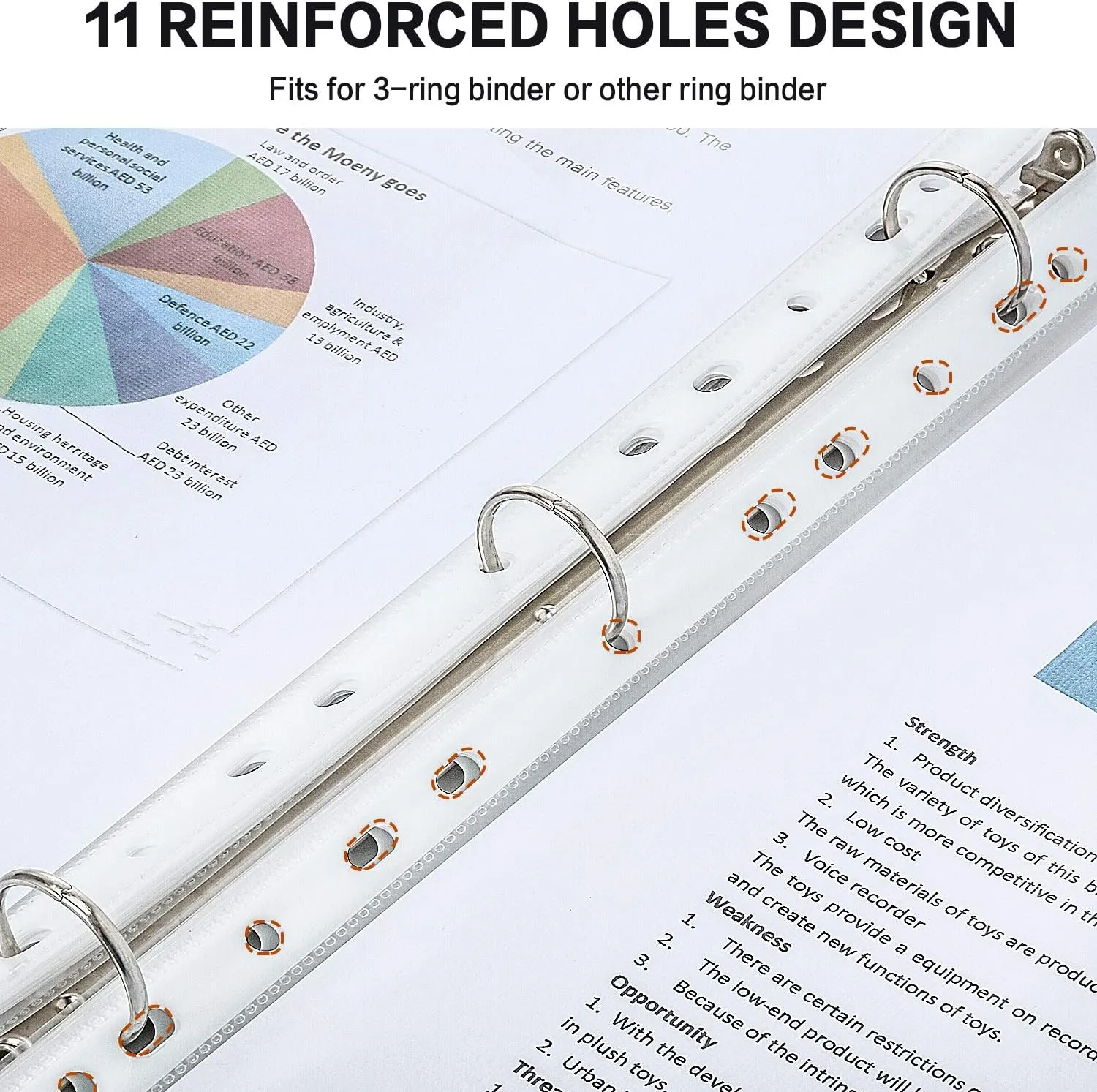 PANDRI Sheet Protector, Clear Heavy Duty Plastic Page Protectors, Reinforced for 3 Ring Binders