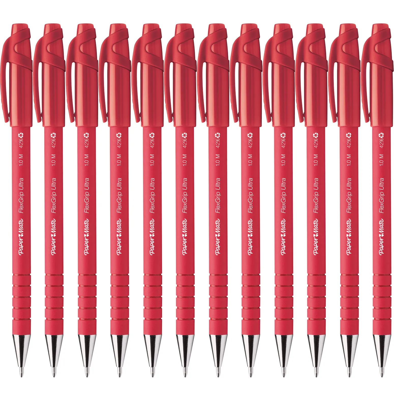 Papermate Flexgrip Ultra Ballpoint Pen Medium NIB Capped Red Box 12