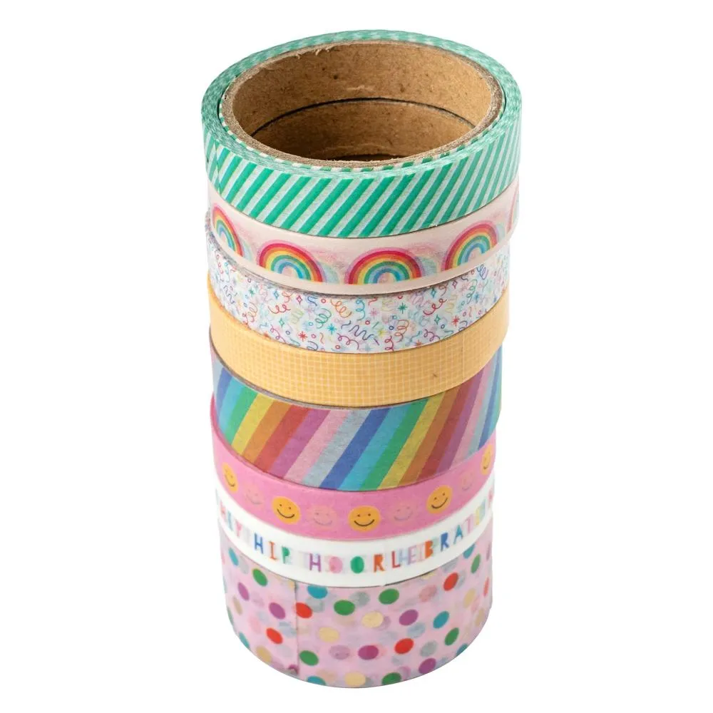 Pebbles All The Cake Washi Tape 8/Pkg w/Foil Accents