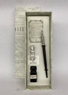 Pen Set Wooden With Metal Point And Ink