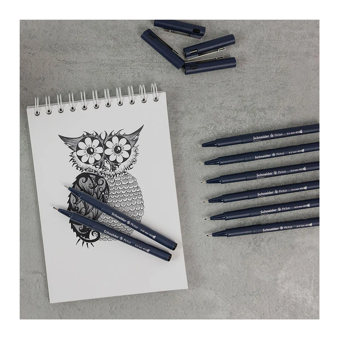 Pictus Fineliners, wallet 8 pieces - Black