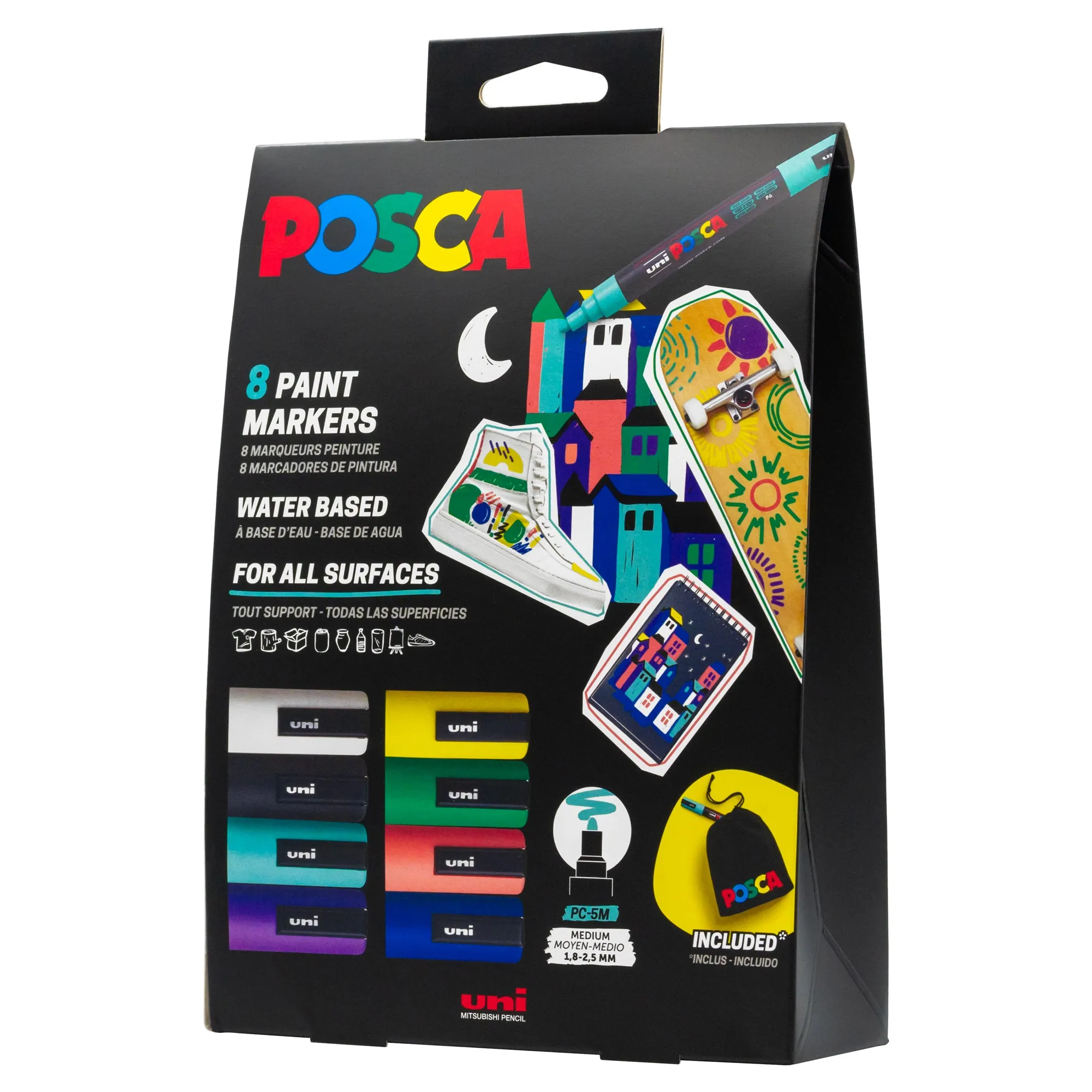 POSCA Markers - PC-5M - Set of 8 Paint Markers   Carrying Pouch