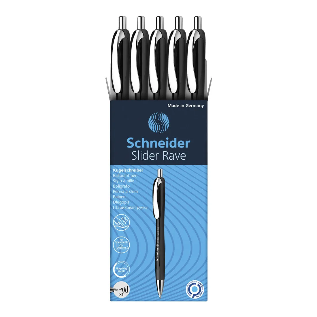 Rave Retractable Ballpoint Pen XB, Special Limited Edition, Blue Ink, Box of 5 units