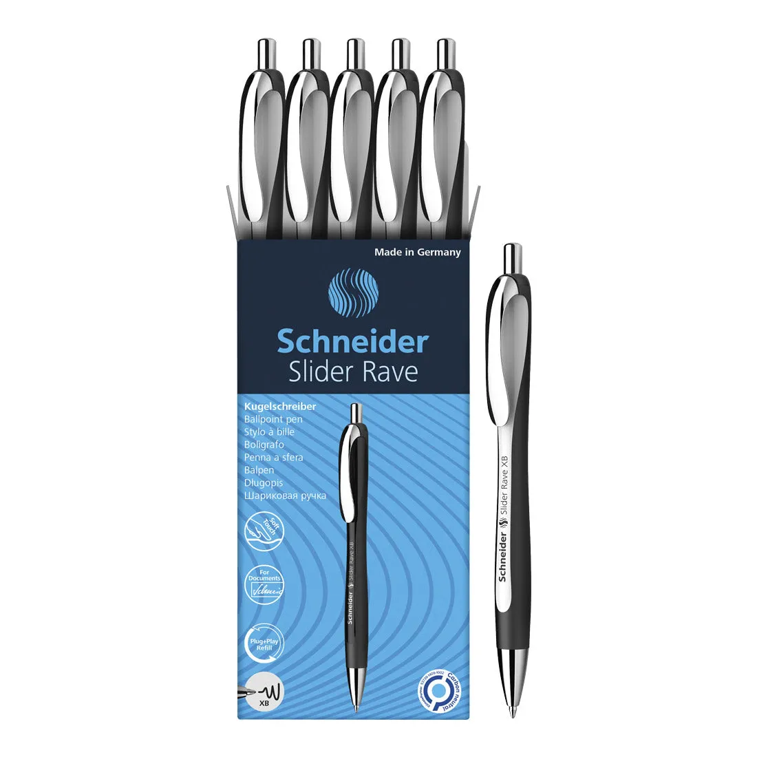 Rave Retractable Ballpoint Pen XB, Special Limited Edition, Blue Ink, Box of 5 units