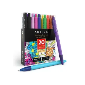 Retractable Gel Ink Pens | Set of 20 Assorted Colors | Fine Tip 0.7 mm