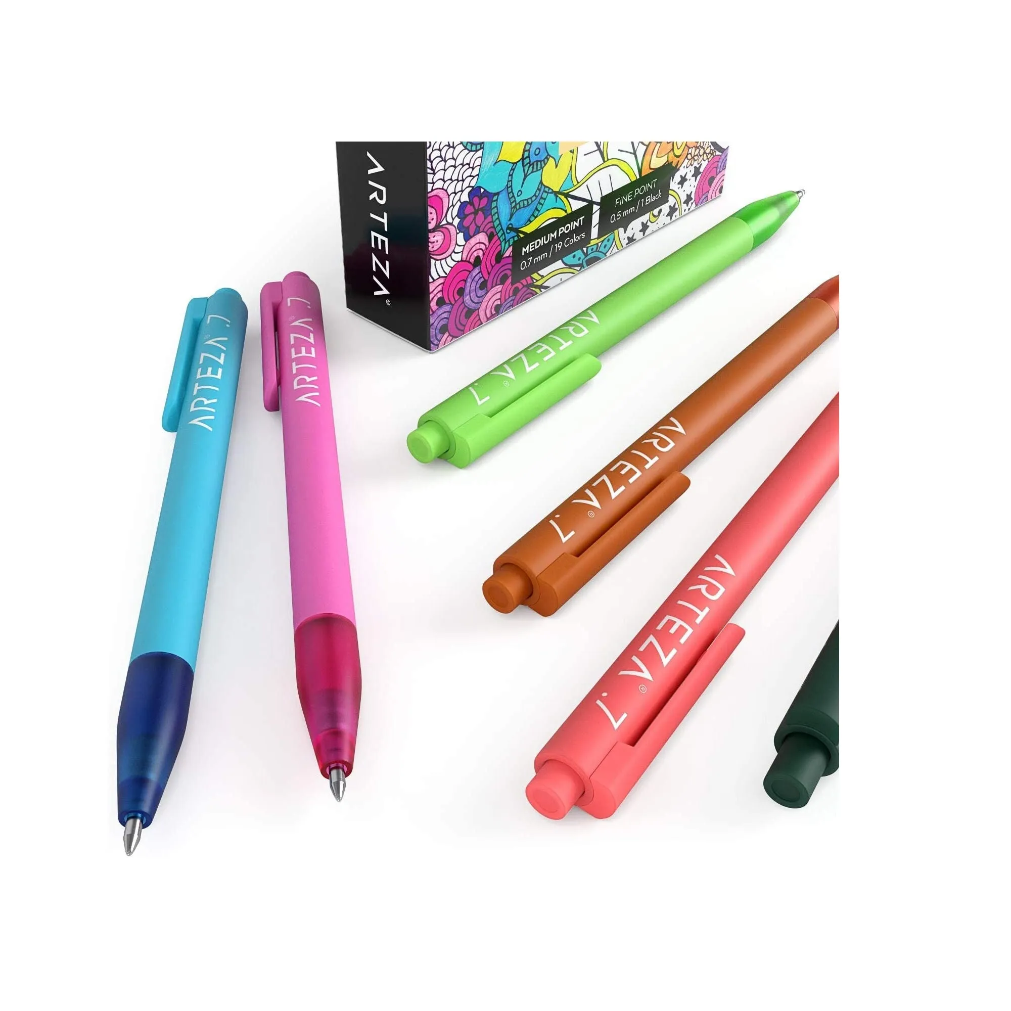 Retractable Gel Ink Pens | Set of 20 Assorted Colors | Fine Tip 0.7 mm
