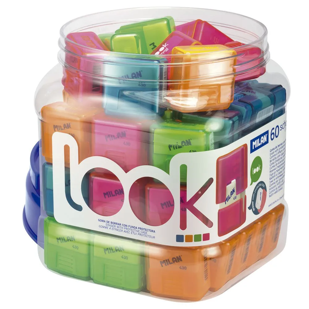 School 430 Look soft synthetic rubber erasers with protective case