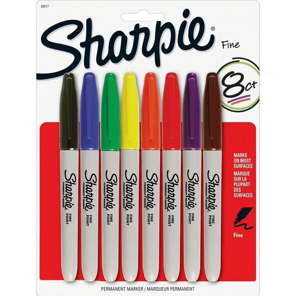 Sharpie Permanent Marker Bullet Point Fine 1.0Mm Assorted Pack 8