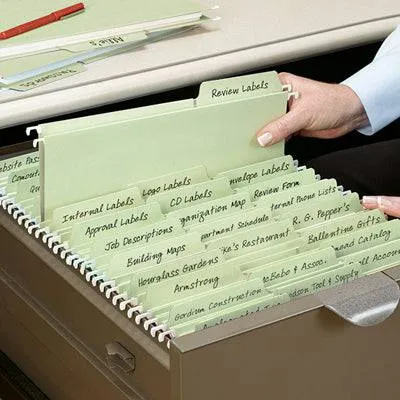 SMEAD FASTAB HANGING FOLDER 1/3 CUT BUILT IN TAB LETTER MOSS
