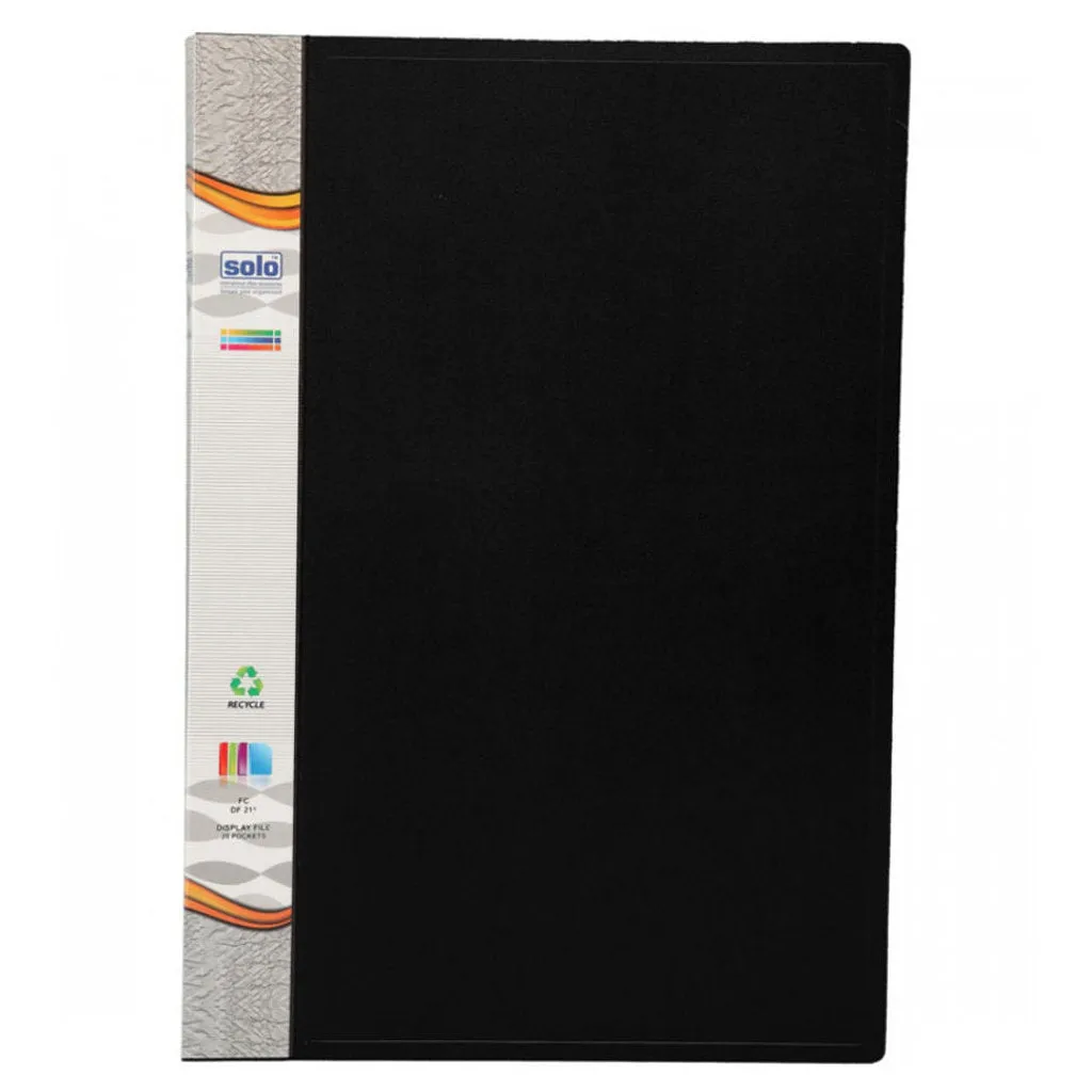 Solo Display File With 20 Pockets Black F/C Size DF 211