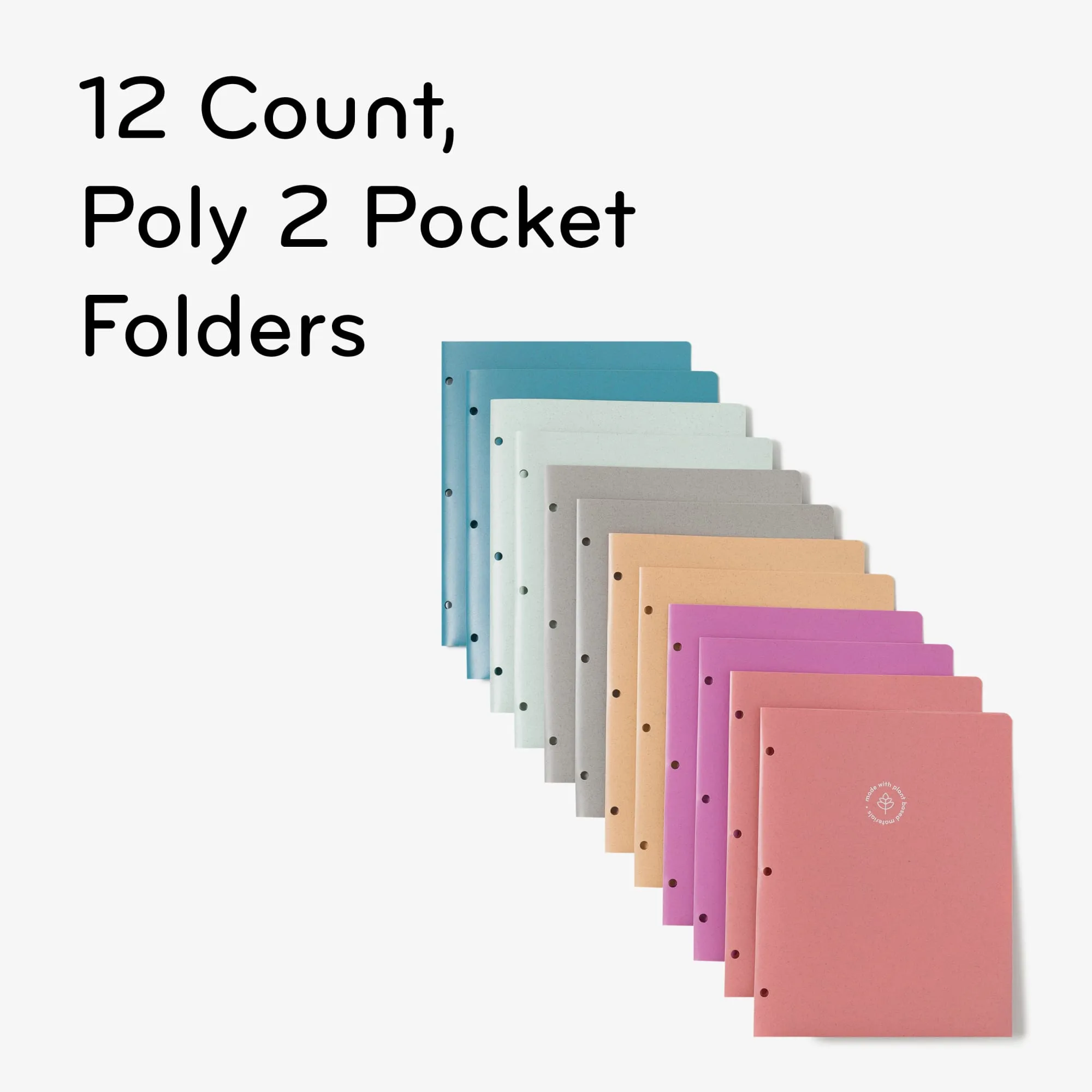 Speckled Bright Poly 2 Pocket 3-Hole Punch Folders, 12 CT Assorted Colors