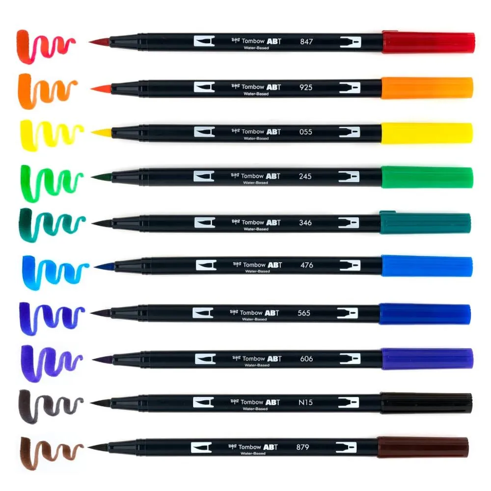 Tombow Dual Brush Pen Set 10pk Primary Colours