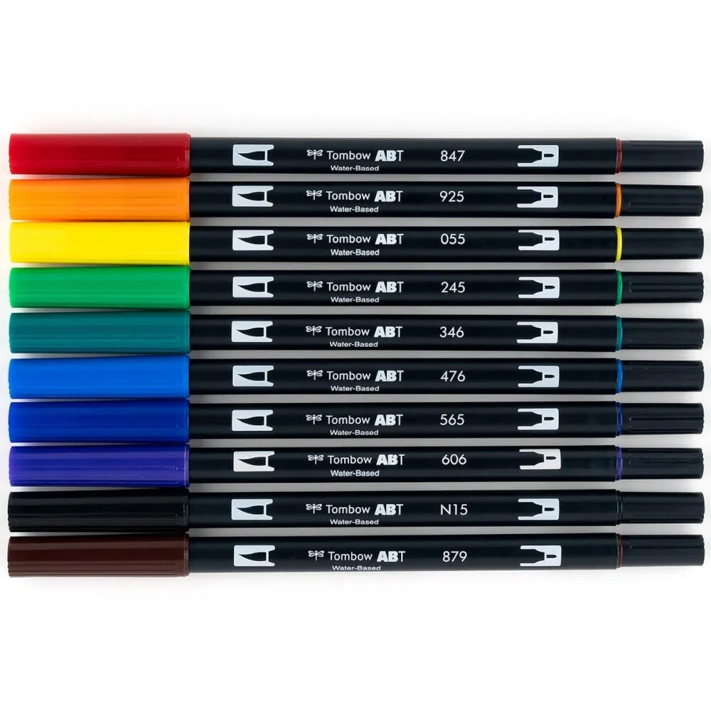 Tombow Dual Brush Pen Set 10pk Primary Colours