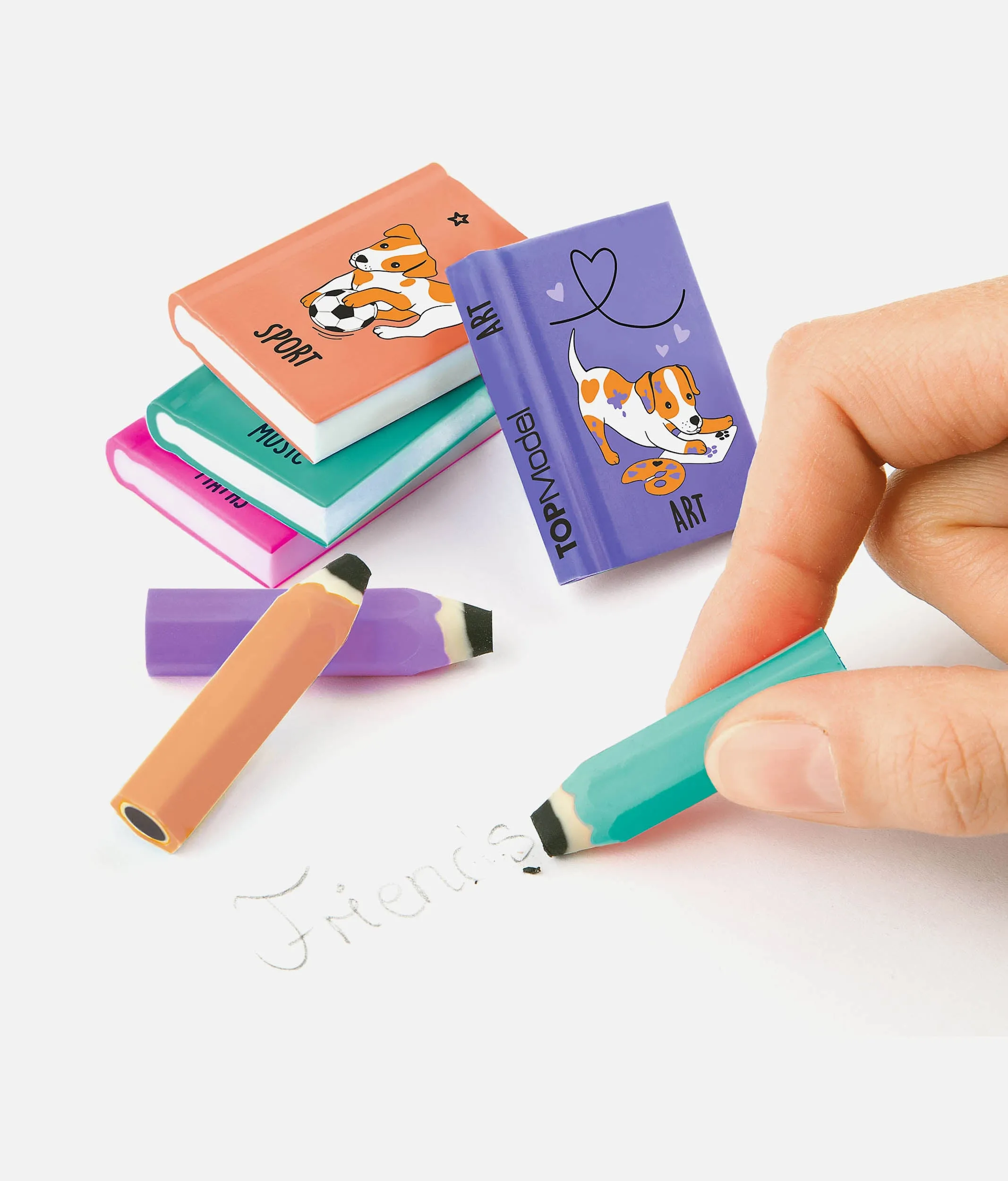 TOPModel Eraser Set, Mini School Books & Pencils - 0012443