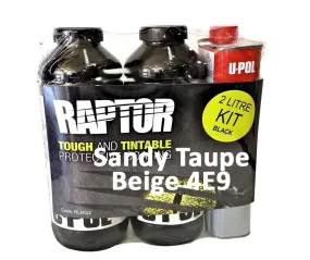 U-Pol Raptor Tintable Sandy Taupe / Beige 4E9 Protective Tub/Bed Liner Kit 2L
