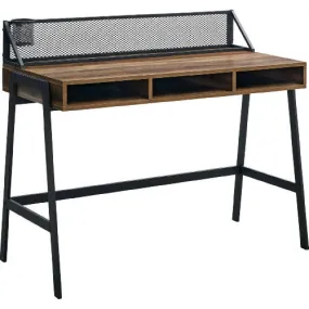 Walker Edison 42" Mesh Black Writing Desk - Dark Walnut