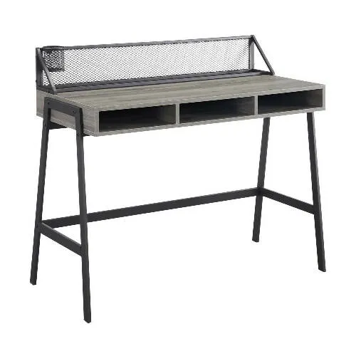 Walker Edison 42" Mesh Black Writing Desk - Slate Grey